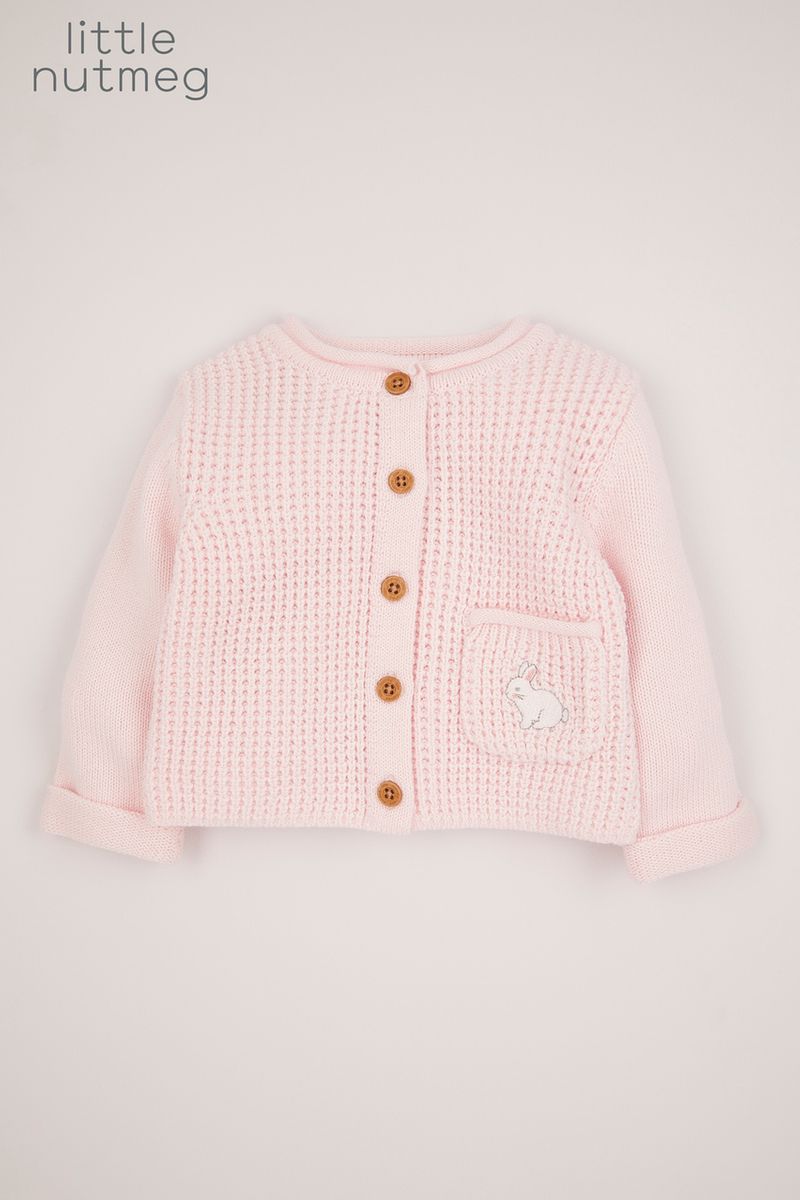 Little Nutmeg Pink Bunny Cardigan