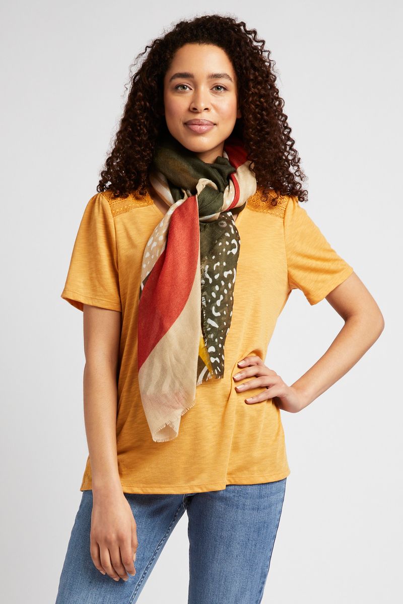 Ochre T-shirt with Scarf