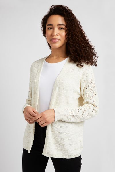 Oatmeal Textured Open Front Cardigan
