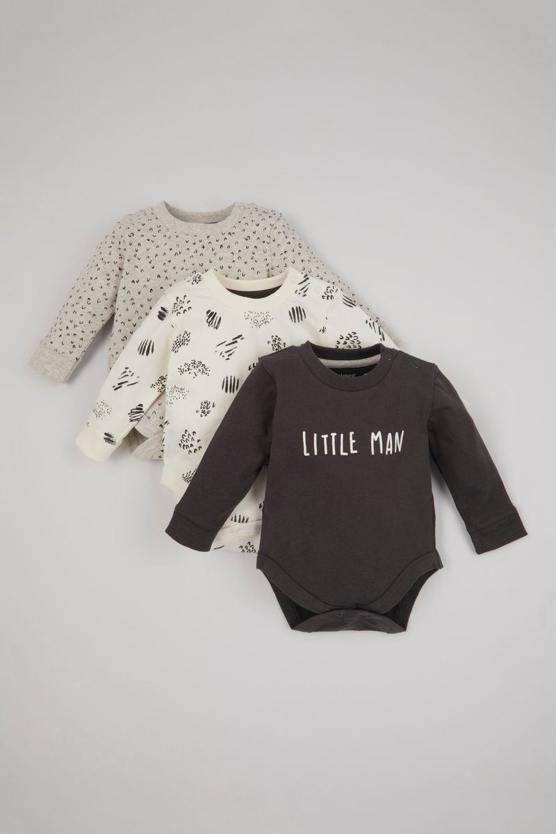 3 Pack Little Man Bodysuits