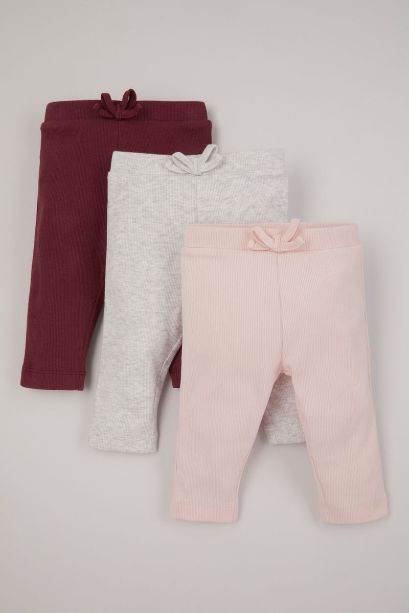 3 Pack Pink Fine Rib Leggings