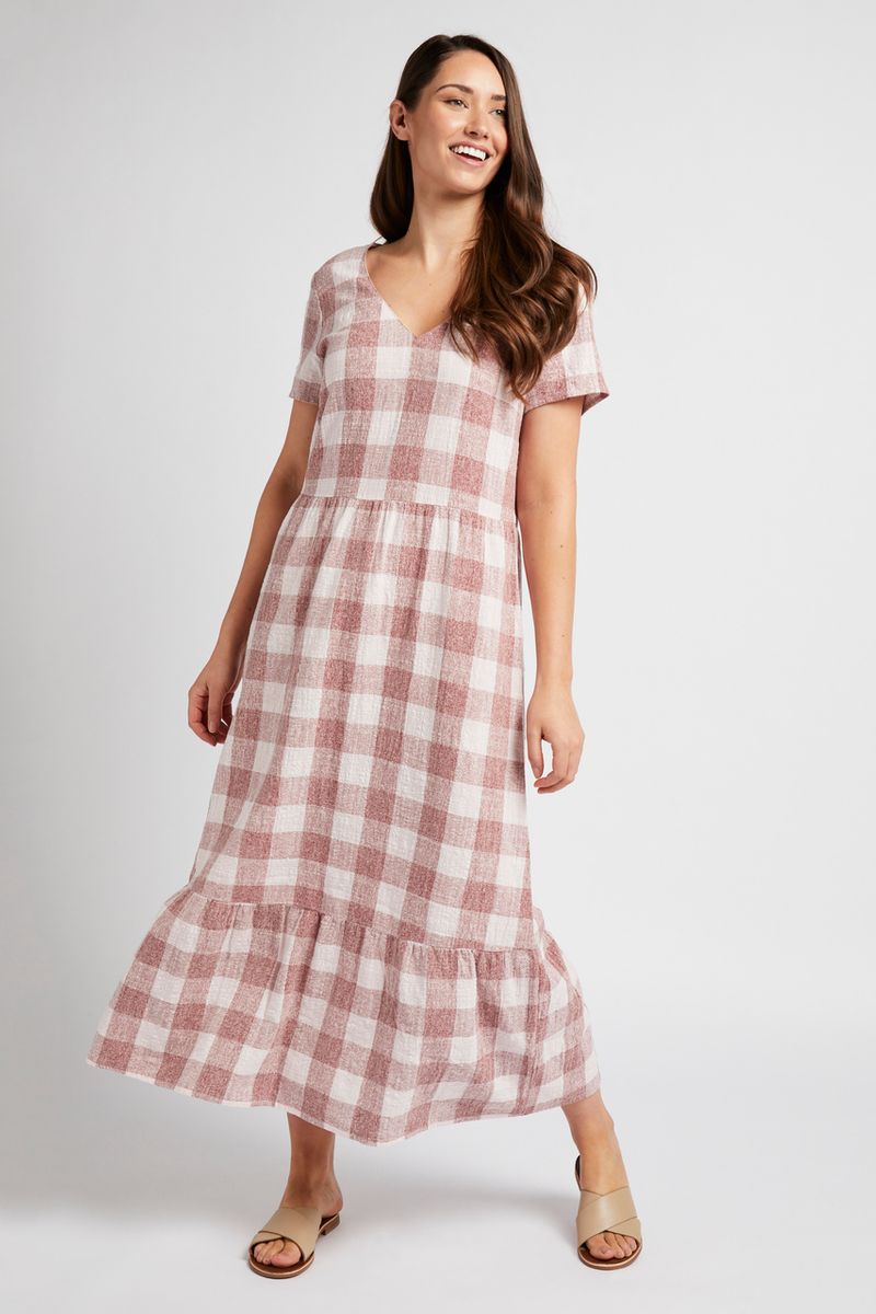 Rust Gingham Check Dress