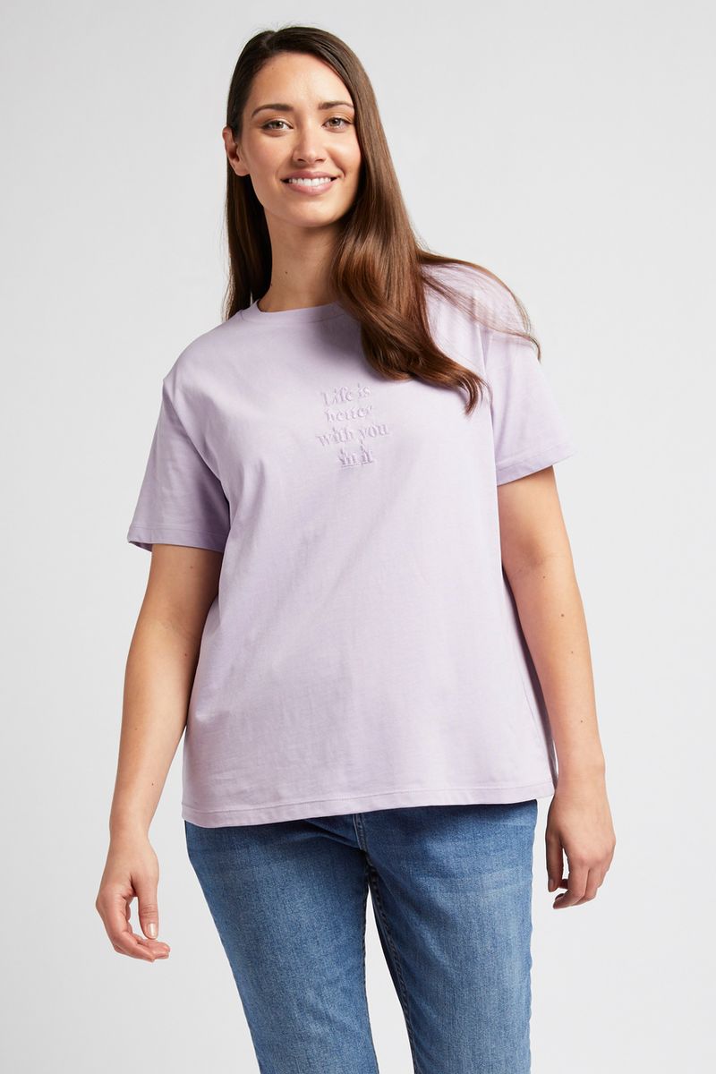 Embroidered Lilac T Shirt Nutmeg