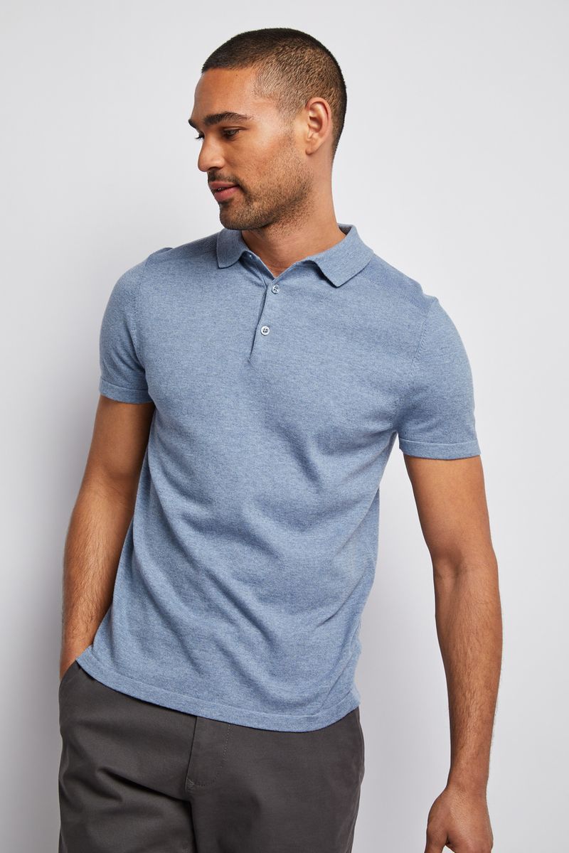 Light Blue Knitted Polo shirt
