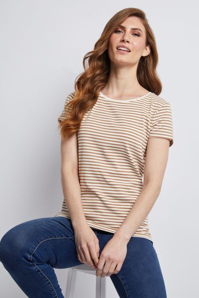 Stripe Print Fitted T-shirt