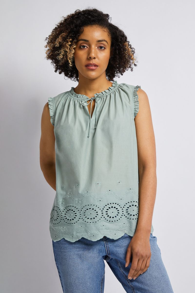 Sage Tie Front Neckline Vest