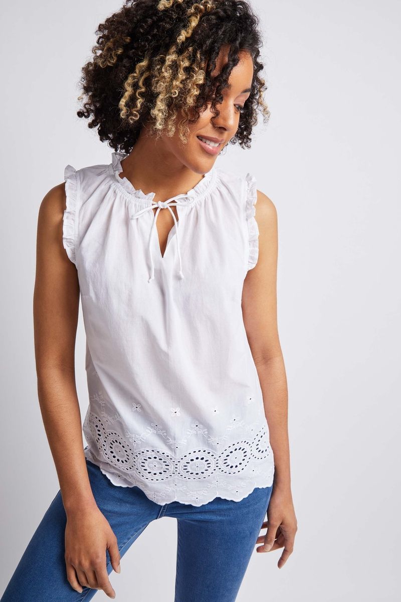 White Tie Front Neckline Vest