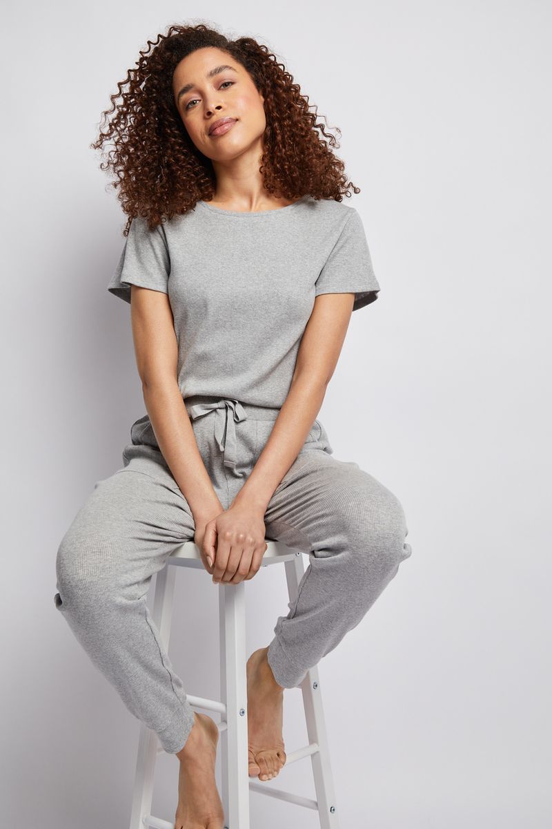 Grey Rib Loungewear Set
