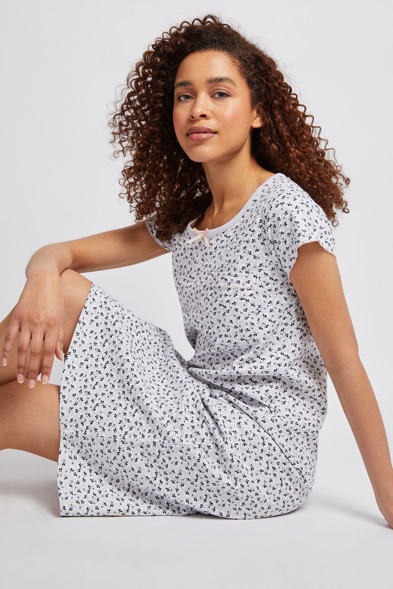 Grey Floral Nightie