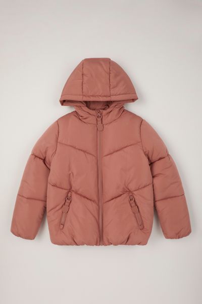 Kids Girls Jacket Baby Pink Hooded Padded Zipped Back To School Jacket Warm Coat 