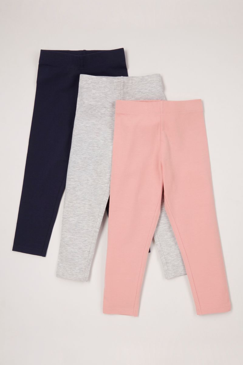3 Pack Soft Plain Leggings 1-10yrs
