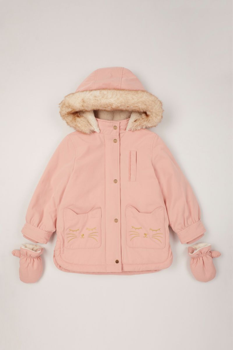 Pink Cat Parka Coat