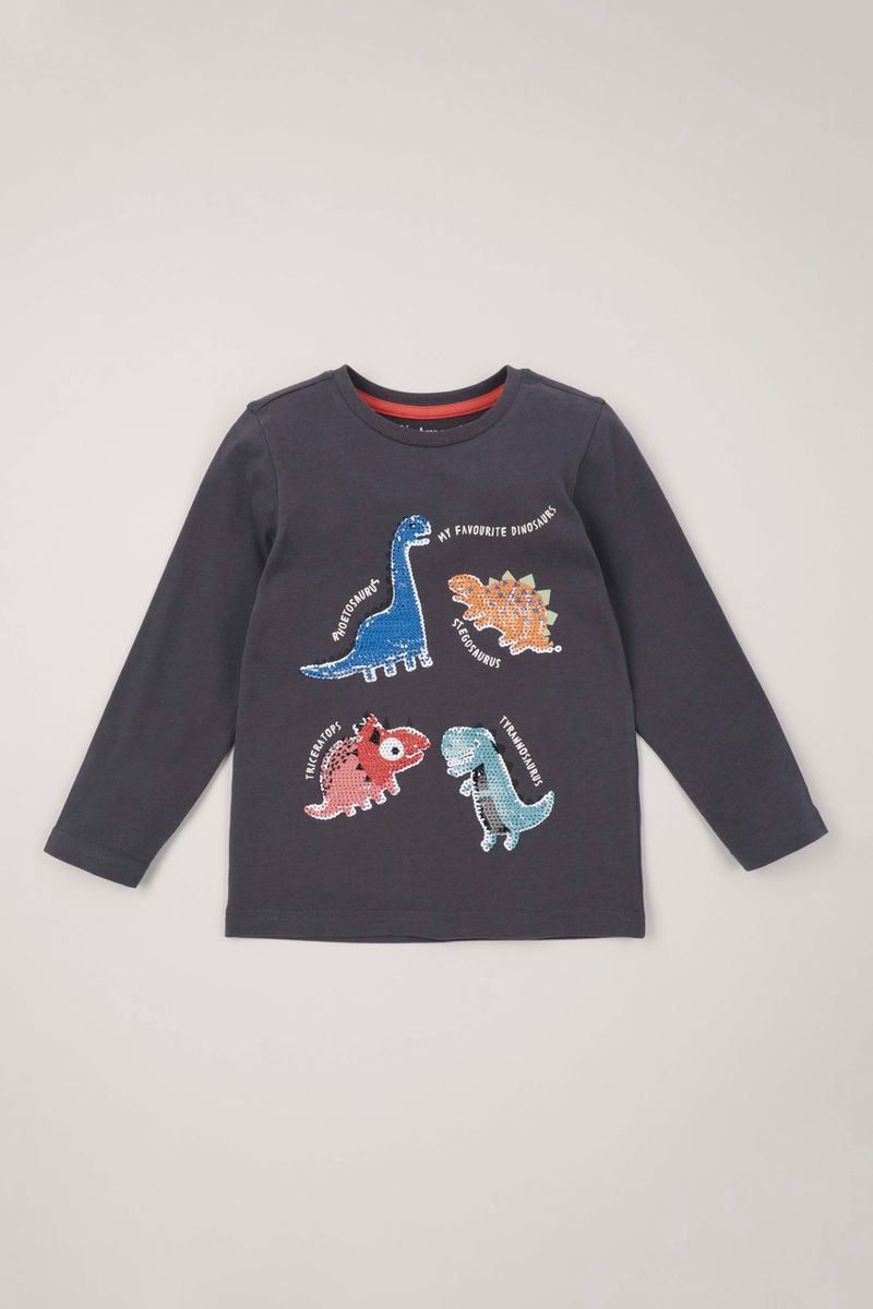 Long Sleeve Dino Sequin T-shirt
