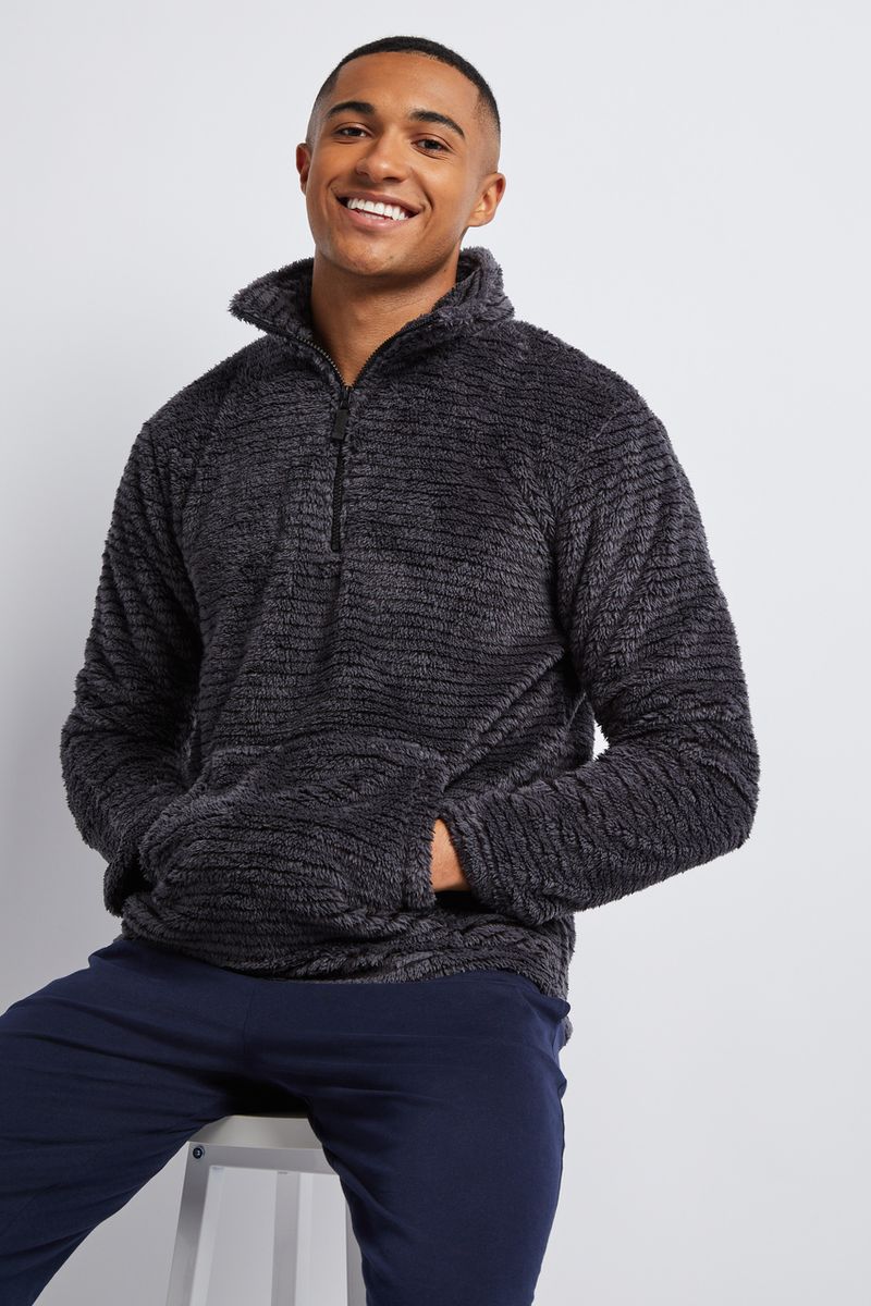 Zip Fastening Stripe Fleece