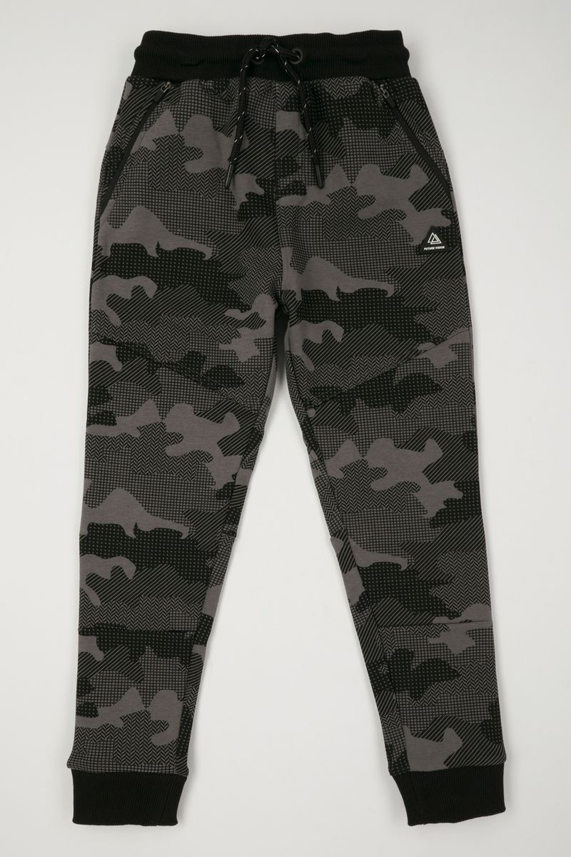 Black Camo Geometric Print Joggers