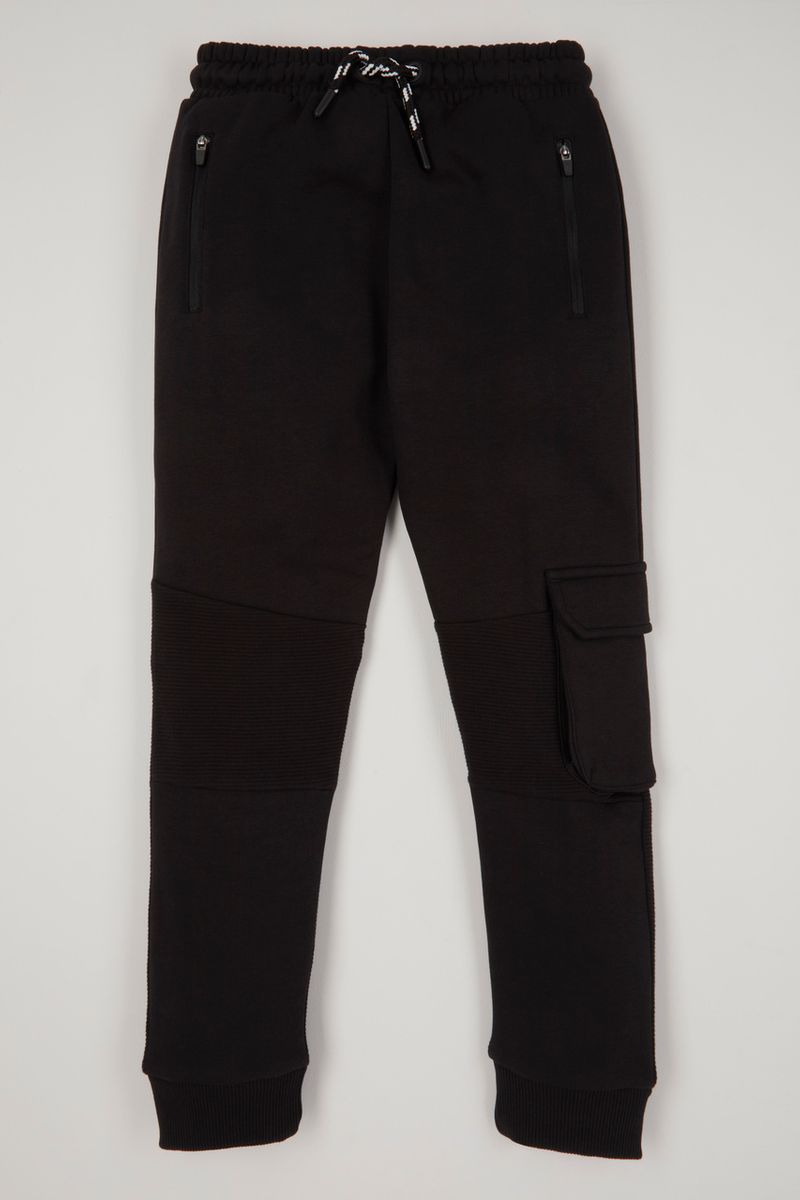 Black Rib Panel Joggers