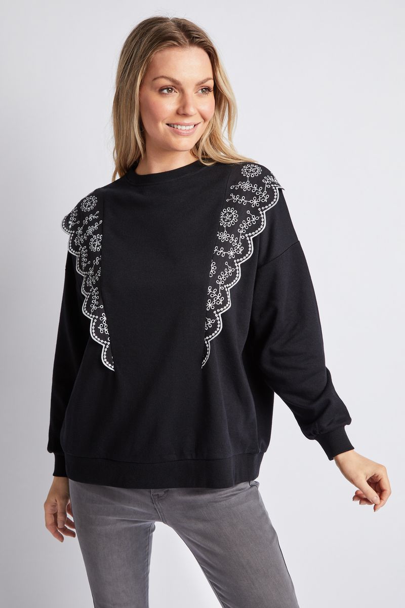 Lace Trim Sweatshirt