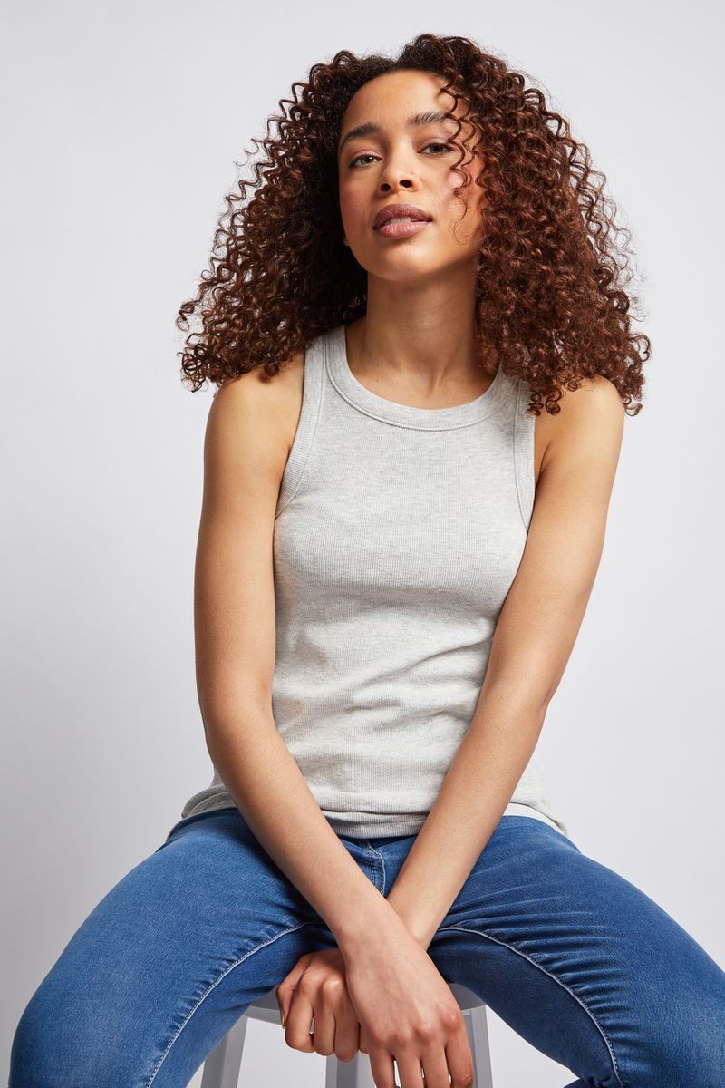 Grey Racer Ribbed Vest