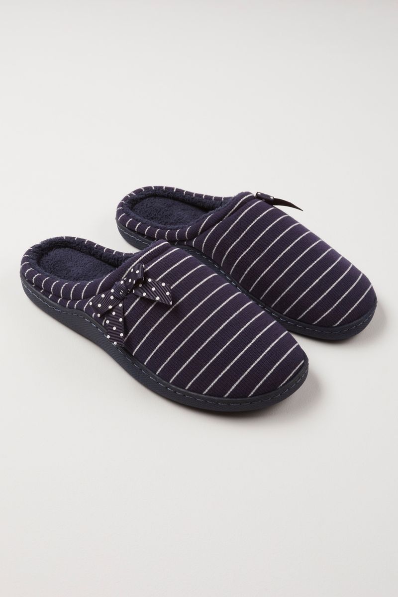 Navy Stripe Cupsole Slippers