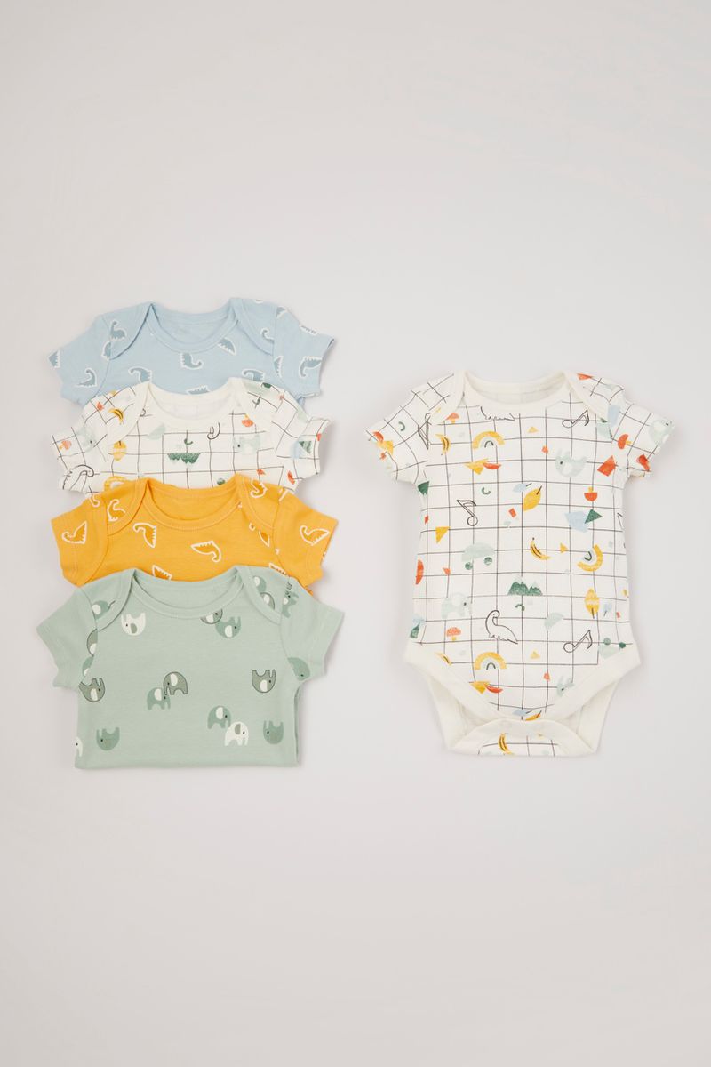 5 Pack Bright Elephant bodysuits