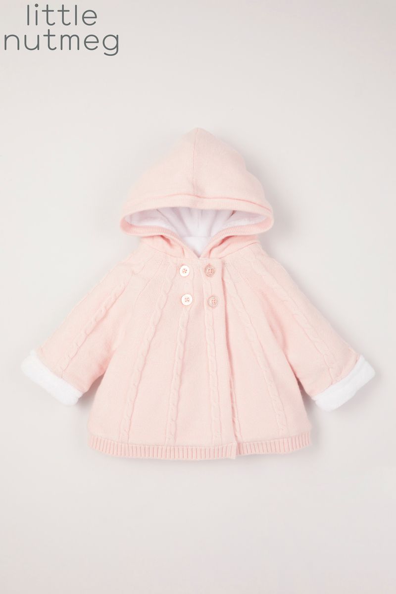 Little Nutmeg Pink Faux Fur Lined Cardigan
