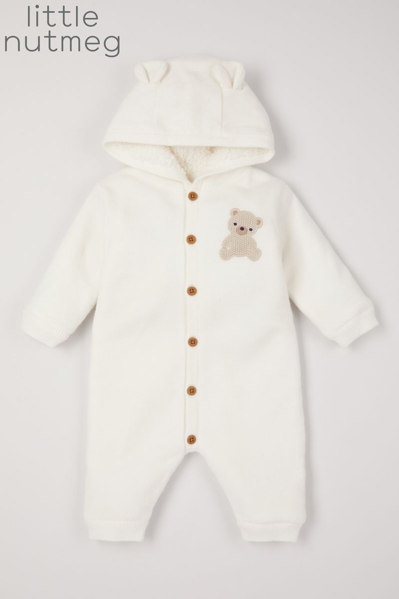 Little Nutmeg White Knitted Pramsuit