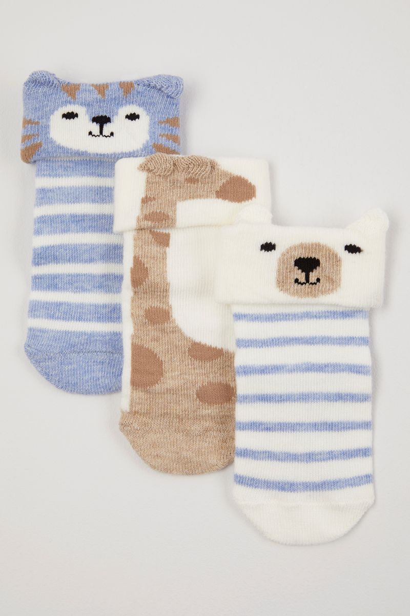 3 Pack Giraffe Turn Over Socks