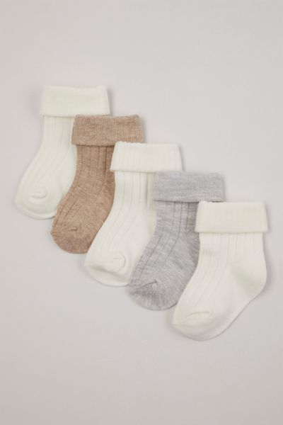 5 Pack Neutral Ribbed socks