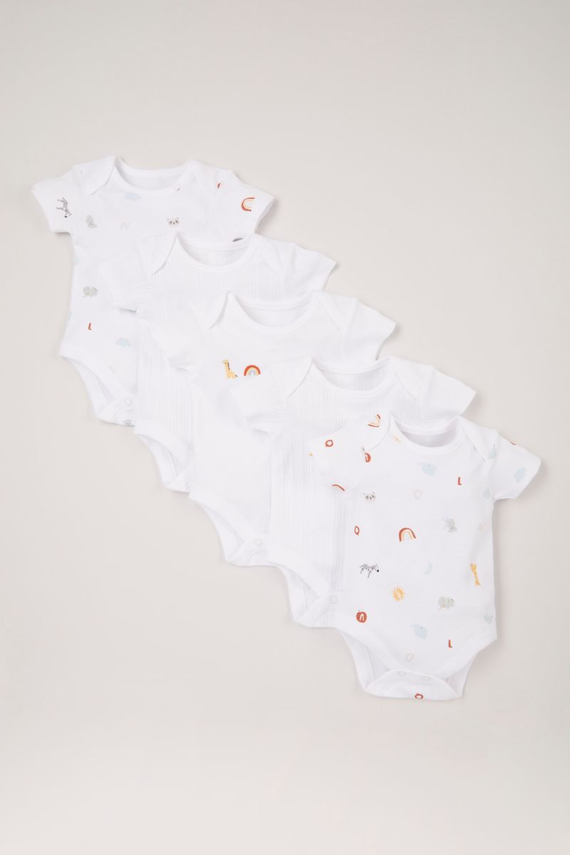 5 Pack White bodysuits