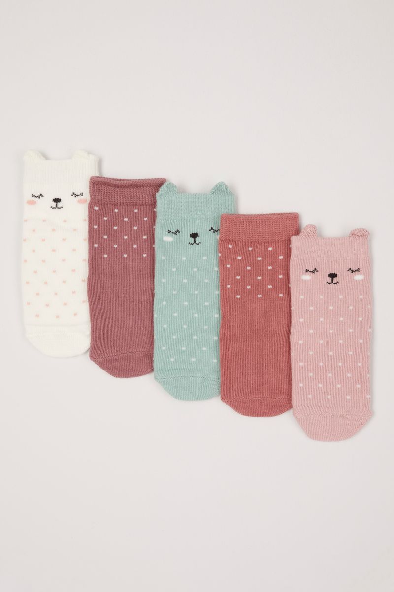 5 Pack Sleepy Kitten Socks
