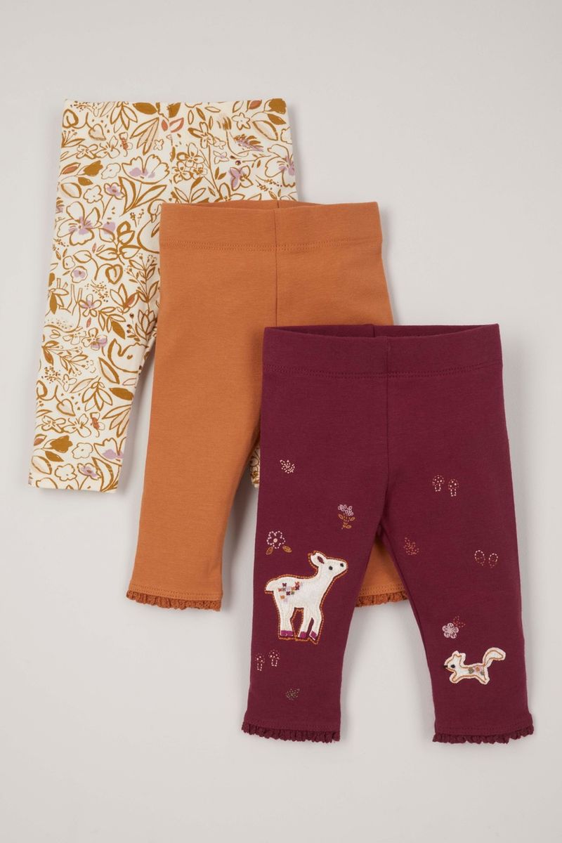 3 Pack Burgundy Deer Leggings