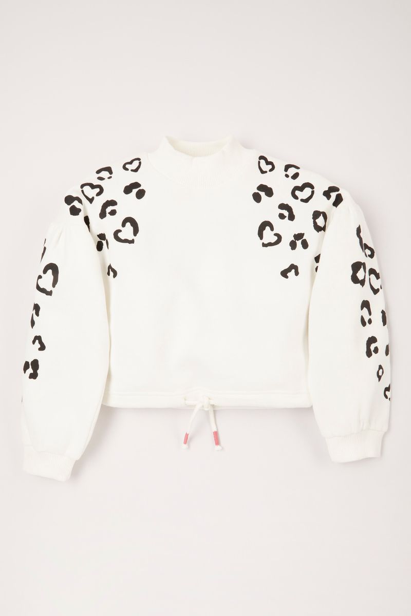 White Leopard Print Sweatshirt