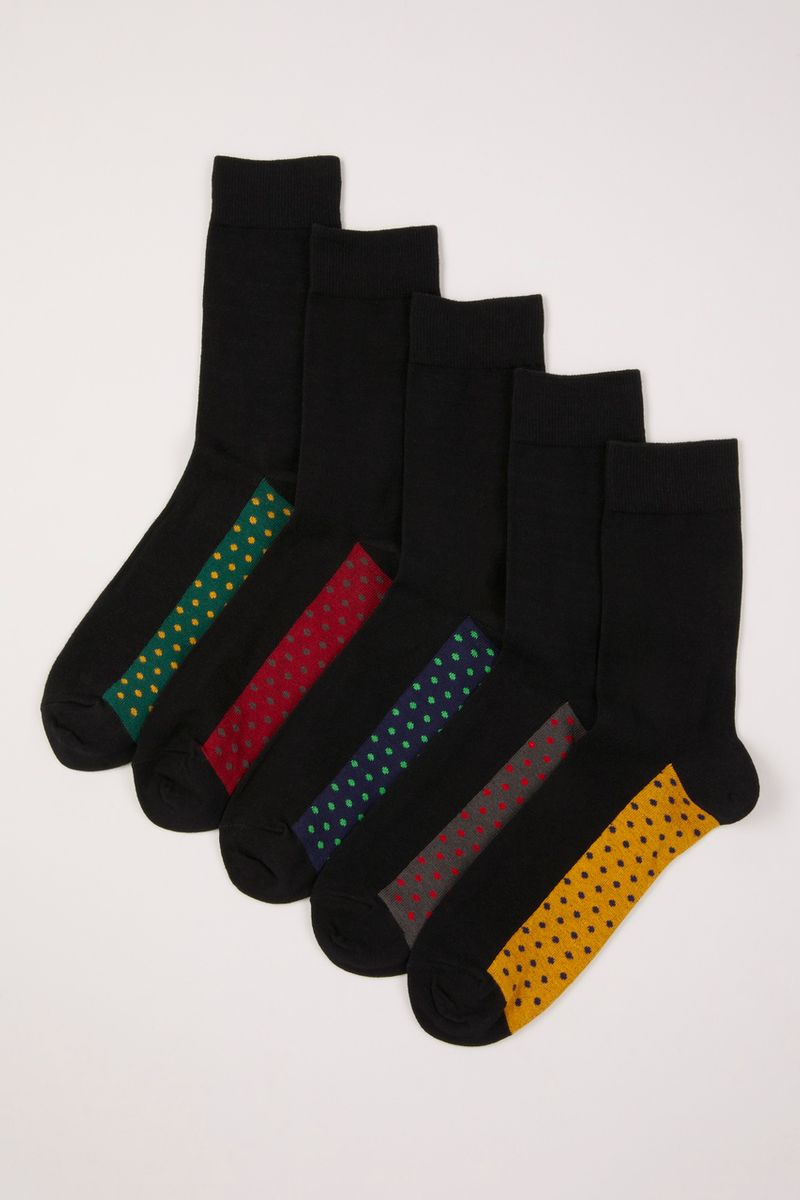 5 Pack Rich Spot Footbed Socks