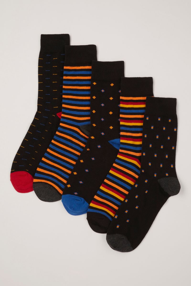 5 Pack Geometric Stripe Socks