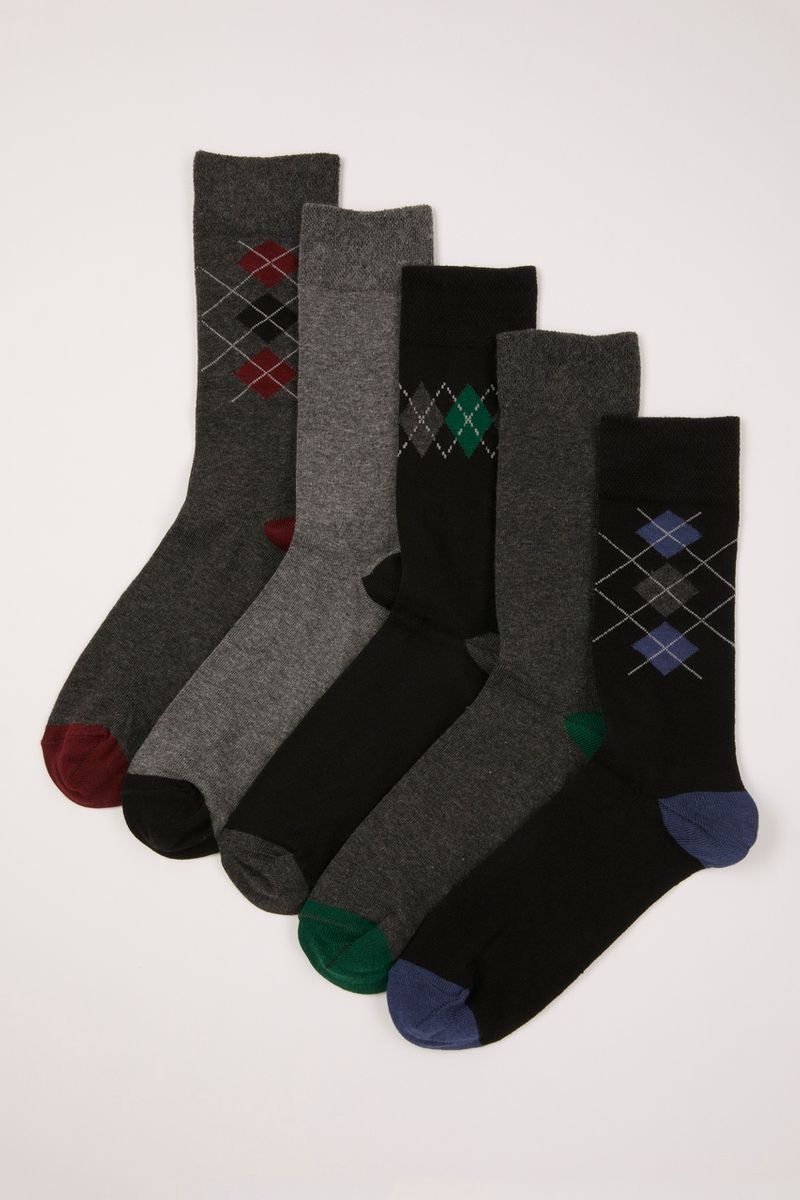 5 Pack Geo Pattern Socks