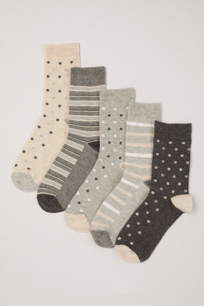 5 Pack Spot Stripe Socks