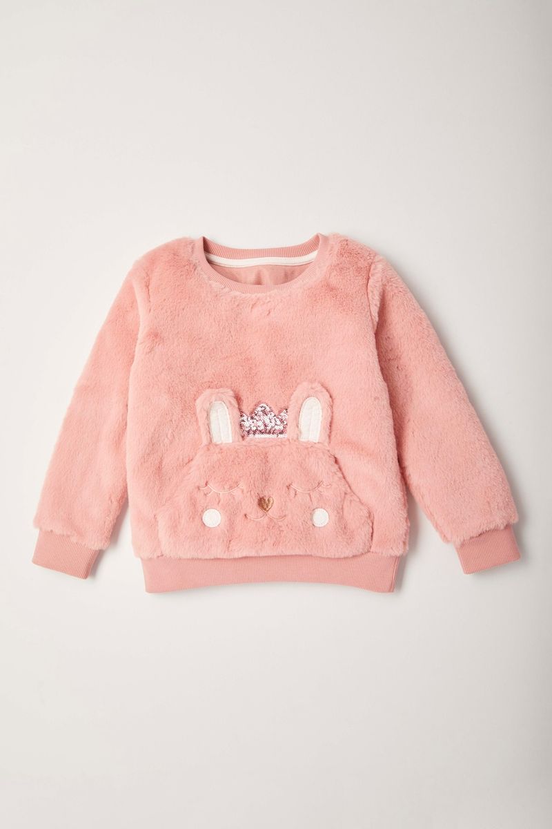 Pink Faux Fur Sweatshirt 1-10yrs