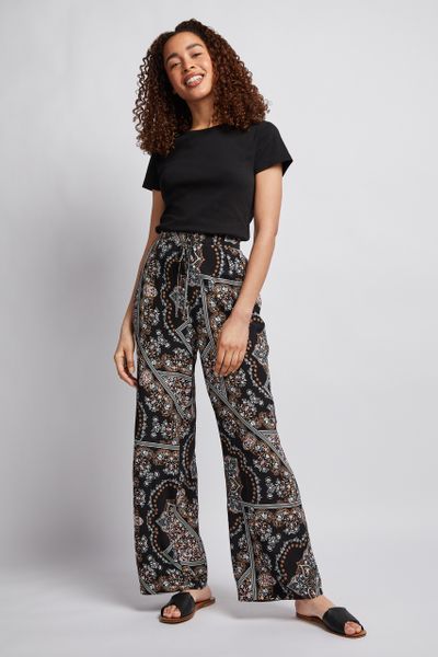 Scarf Print Wide Leg Trouser