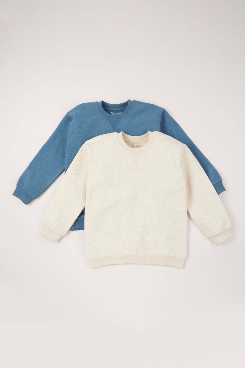 2 Pack Blue & Beige Sweatshirts