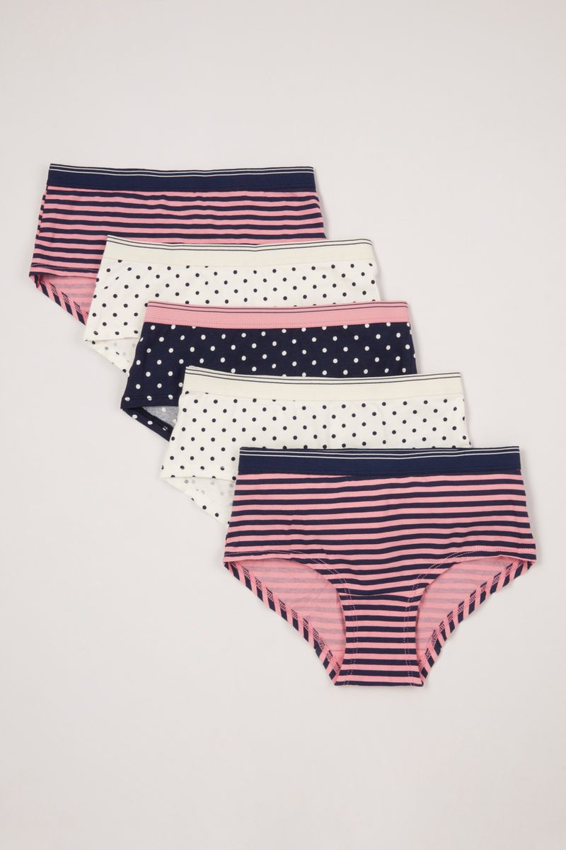 5 Pack Navy Pink Short Briefs
