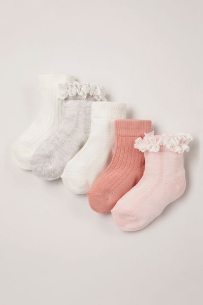 5 Pack Pink Lace socks