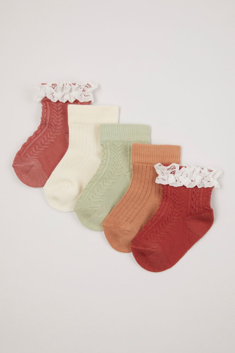 5 Pack Orange Frilly socks