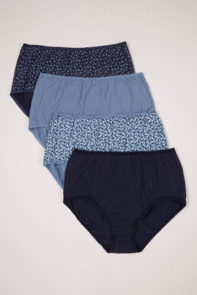 4 Pack Navy Floral Full Briefs