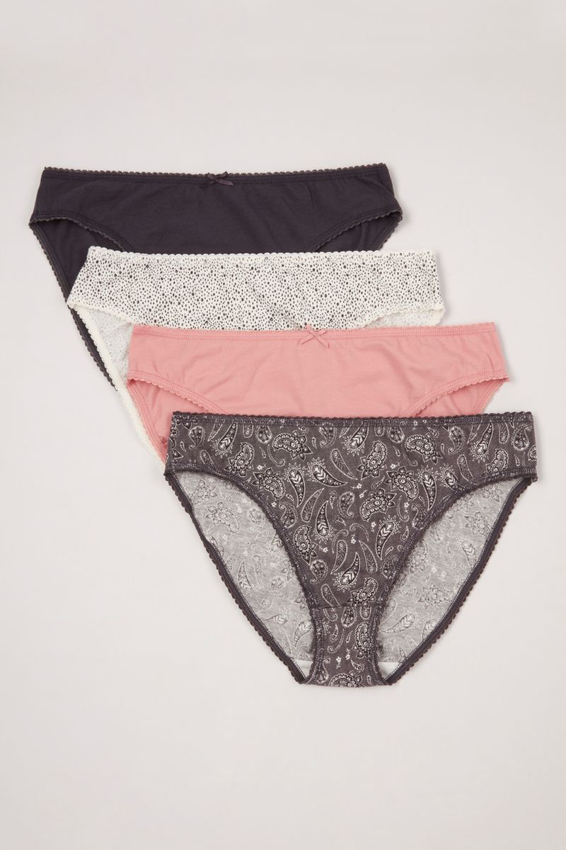 4 Pack Paisley Spot High Leg Briefs