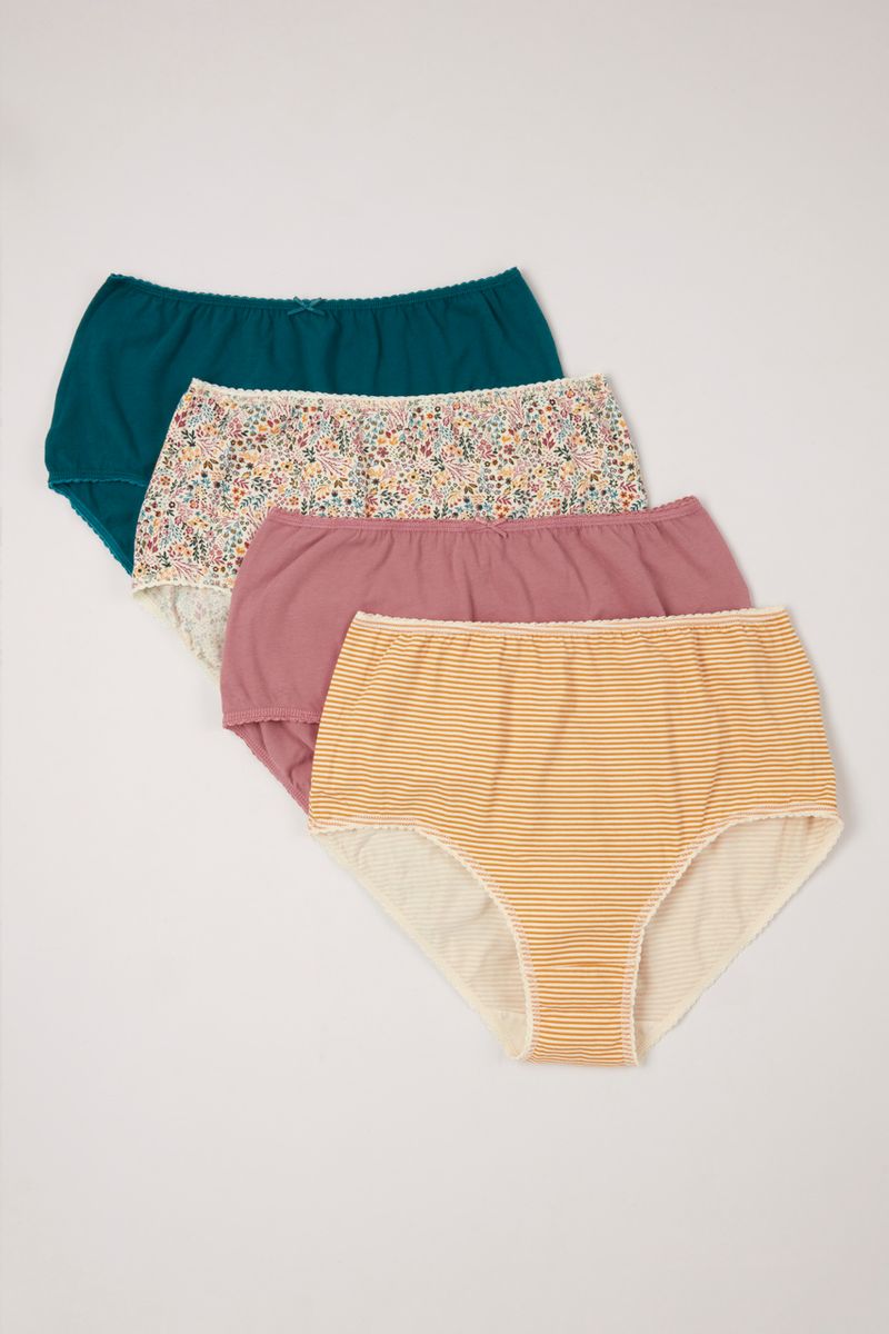 4 Pack Stripe Floral Print Full Briefs