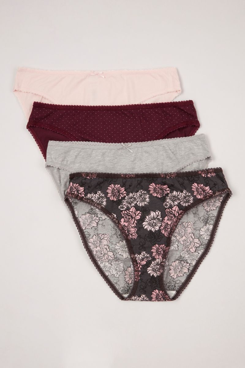 4 Pack Bold Floral High Leg Briefs