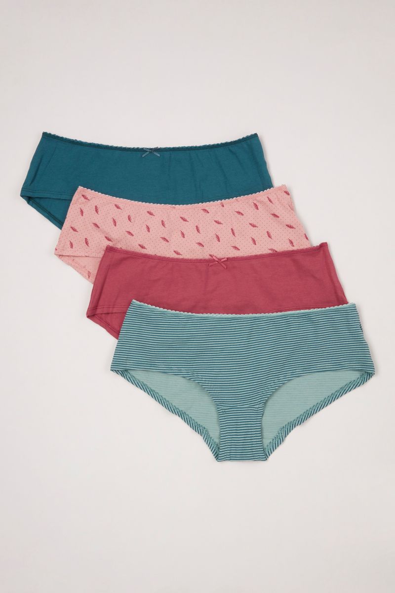 4 Pack Feather Stripe Spot Short Briefs
