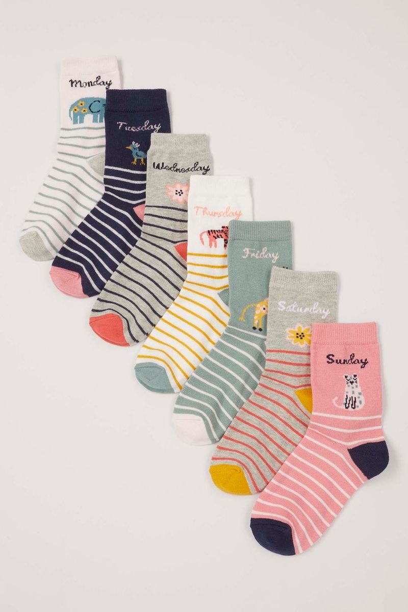7 Pack Safari Animal Socks