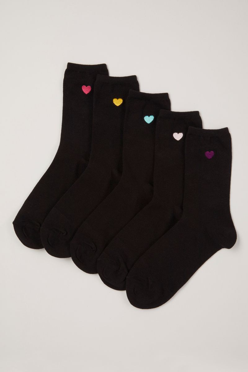 5 Pack Colourful Embroidered Socks