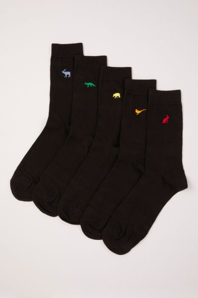 5 Pack Stag Embroidered Socks